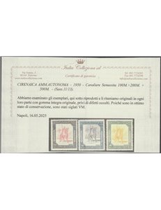1950 - Ex Colonie Cirenaica Amm. Autonoma Cavaliere Senussita, la serie. Cat. € 275 (**)