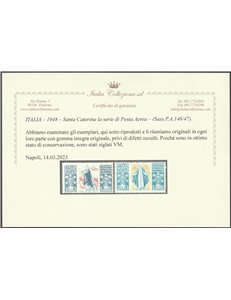 Italia 1948 - Santa Caterina, la serie. Cert.: Italia Colleziona. Cat. € 220 (**)