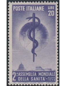 Italia 1949 - Sanità L. 20 Violetto Cat. € 50 (**)