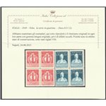 Italia 1949 - Volta, la serie in quartina Cert.: Italia Colleziona. Cat. € 550 (**)