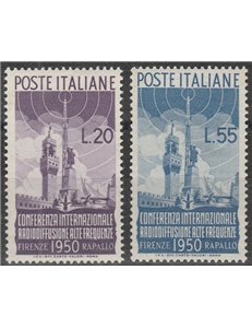 Italia 1950 - Radiodiffusione, la serie. Cert.: Italia Colleziona. Cat. € 260 (**)