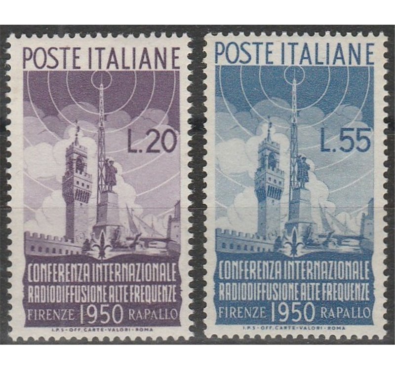 Italia 1950 - Radiodiffusione, la serie. Cert.: Italia Colleziona. Cat. € 260 (**)