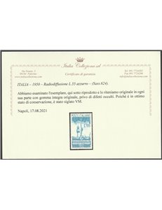 Italia 1950 - Radiodiffusione, la serie. Cert.: Italia Colleziona. Cat. € 260 (**)