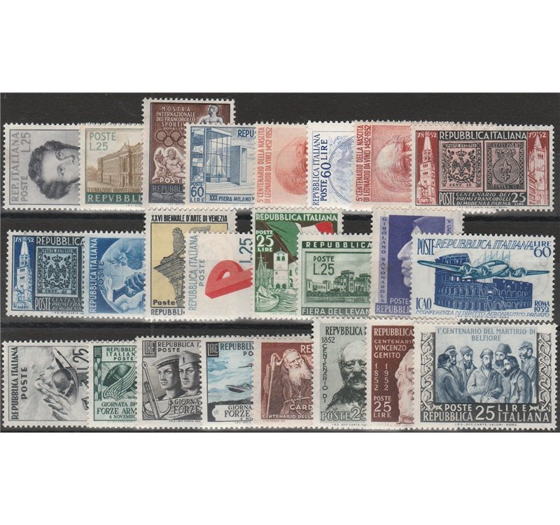 Italia 1952 - l'Annata Completa Cat. € 190 (**)