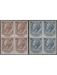 Italia 1954 - Italia Turrita grande formato, la serie in quartina Cert.: Italia Colleziona. Cat. €750 (**)