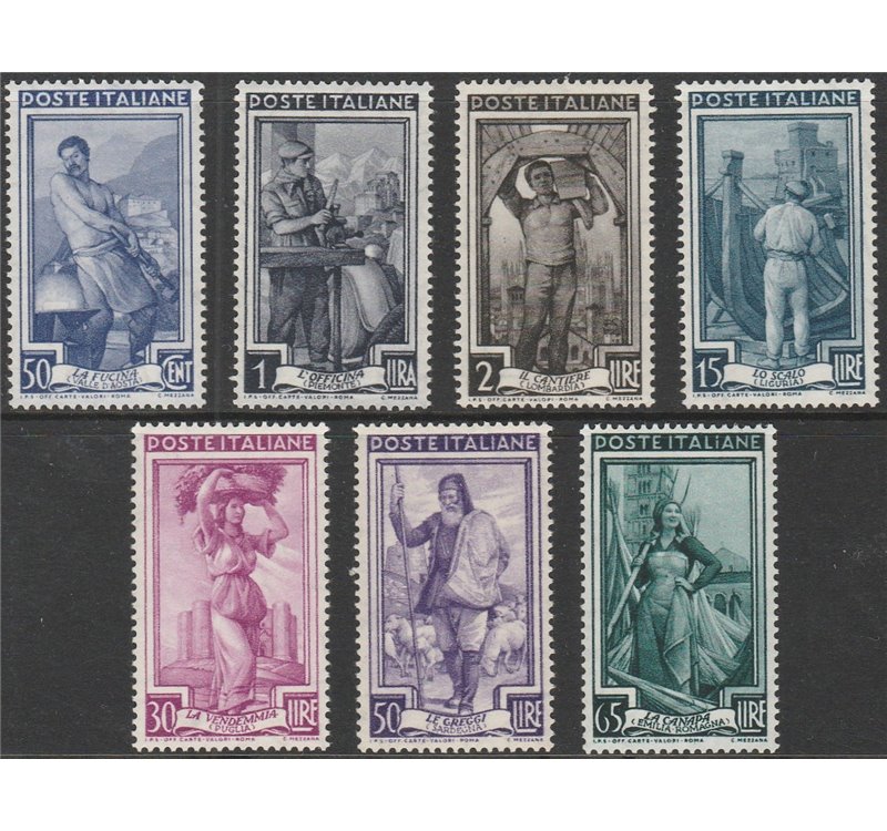 Italia 1955-1957 - Italia al Lavoro con fil. stelle Cat. € 150 (**)