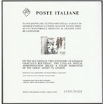 Italia 1984 - Chaplin, il foglietto. Cert.: Italia Colleziona. Cat. € 1200 (**)