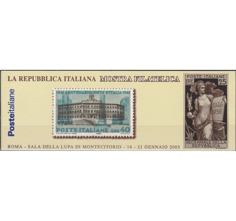 Italia 2003 - Mostra Filatelica a Montecitorio, Il libretto Netto € 20 (**)