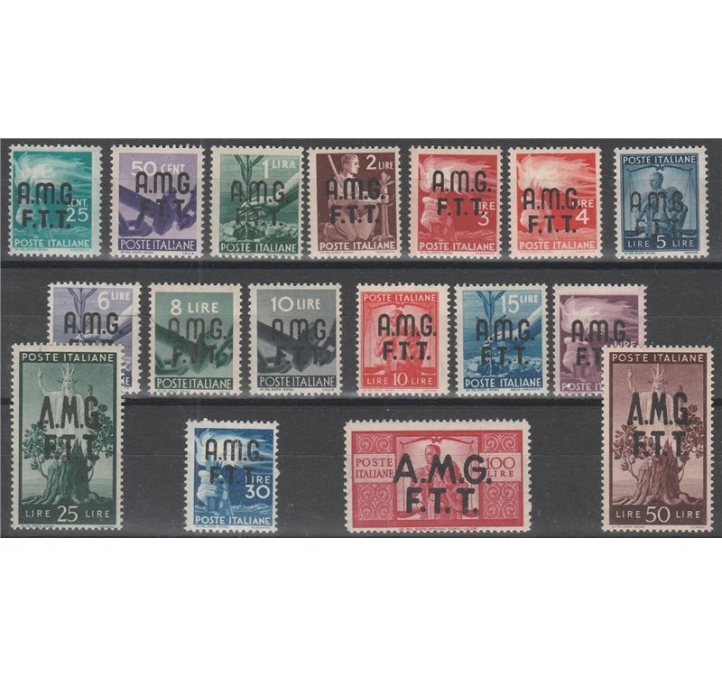 Trieste A 1947-1948 - Democratica, la serie. Cert.: Italia Colleziona. Cat. € 575 (**)
