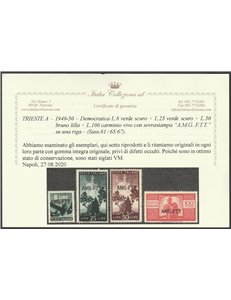 Trieste A 1949-1950 - Democratica, la serie con sovr. su una riga "AMG-FTT" Cat. € 420 (**)
