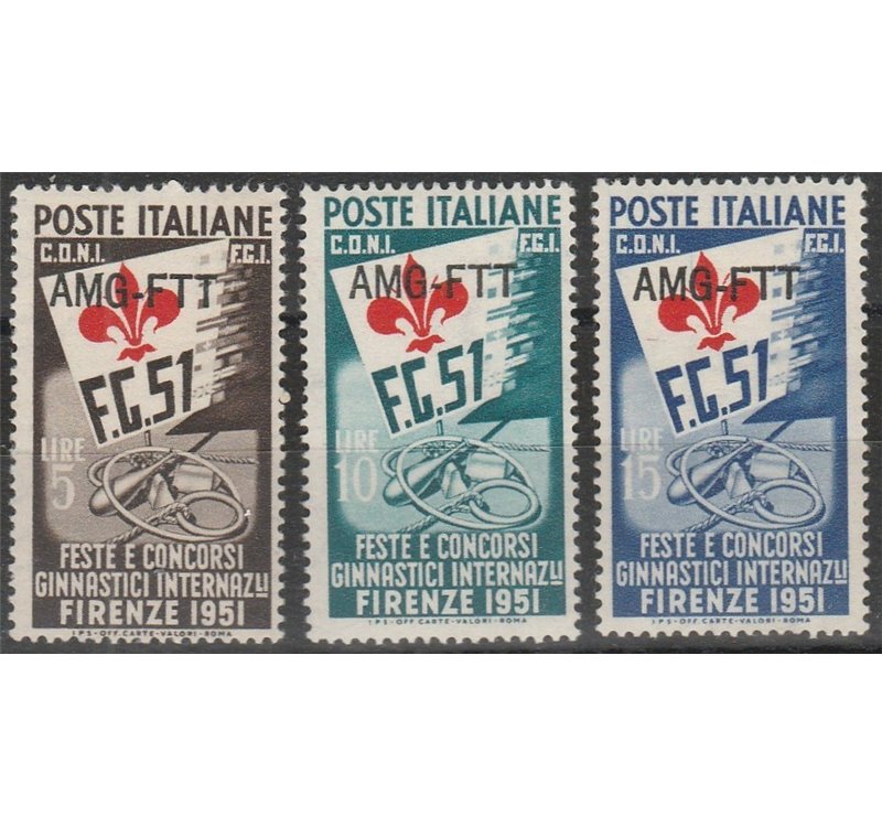 Trieste A 1951 - Ginnici, la serie. Cat. € 40 (**)