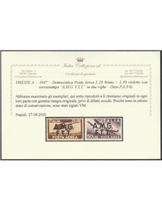 Trieste A Posta Aerea 1947 - Democratica, la serie  Cat. € 260 (**)
