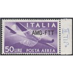 Trieste A Posta Aerea 1954 - Democratica L. 50 violetto vivo con sovr. "AMG-FTT" di tipo modificato Cat. € 550 (**)