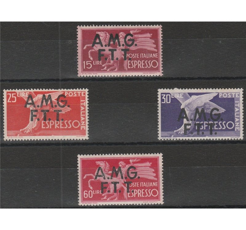 Trieste A Espressi 1947-1948 - Democratica, la serie con sovr. "AMG-FTT" su due righe Cat. € 300 (**)