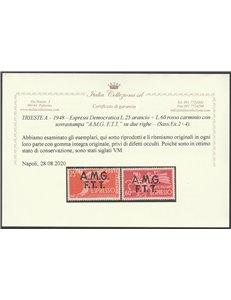 Trieste A Espressi 1947-1948 - Democratica, la serie con sovr. "AMG-FTT" su due righe Cat. € 300 (**)