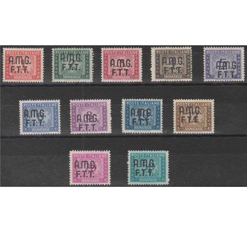 Trieste A Segnatasse 1947-1949 - Segnatasse d'Italia con sovr. "AMG-FTT" su due righe, la serie. Cat. € 1250 (**)