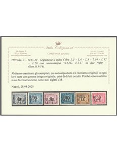 Trieste A Segnatasse 1947-1949 - Segnatasse d'Italia con sovr. "AMG-FTT" su due righe, la serie. Cat. € 1250 (**)