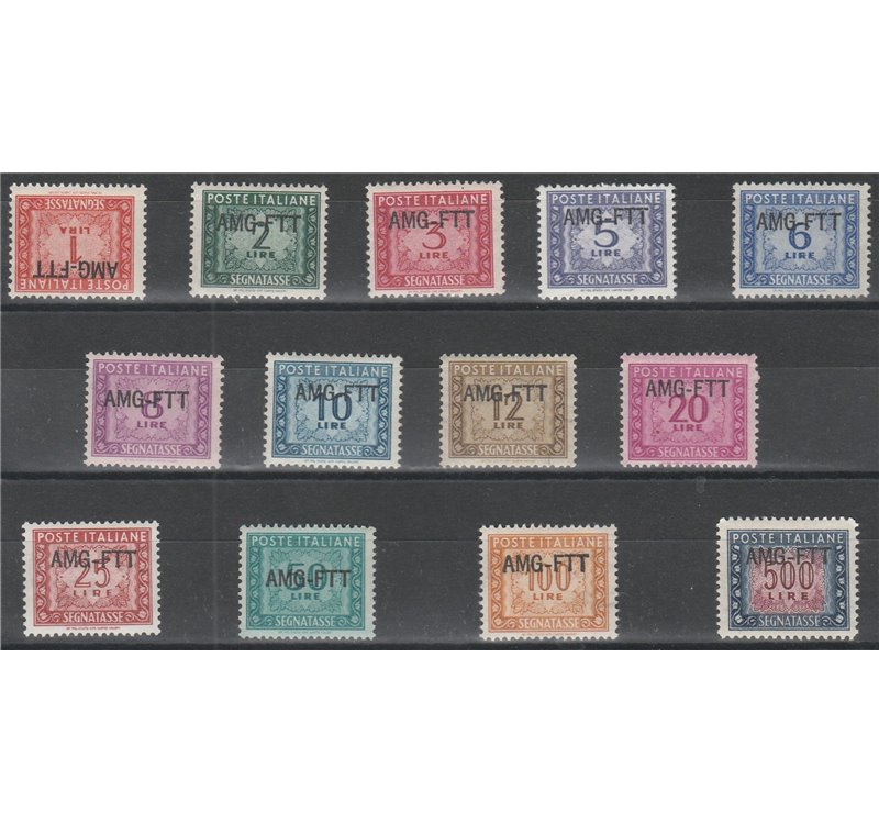 Trieste A Segnatasse 1949-54 - Segnatasse d'Italia del 1947-52 con sovrastampa "AMG-FTT" su una riga Cat, € 200 (**)