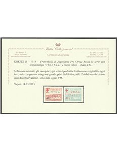 Trieste B 1948 - Croce Rossa, la serie. Cert.: Italia Colleziona. Cat. € 700 (**)