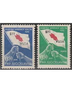 Trieste B  1951 - Jugoslavia, Serie "Croce Rossa" con sovr. "STT VUJA" Cert.: Biondi. Cat. € 700 (**)