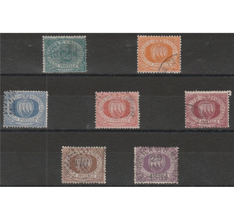 San Marino 1877-90 - Stemma, la serie  Cat. € 675 (U)
