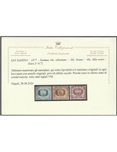 San Marino 1877-90 - Stemma, la serie  Cat. € 675 (U)