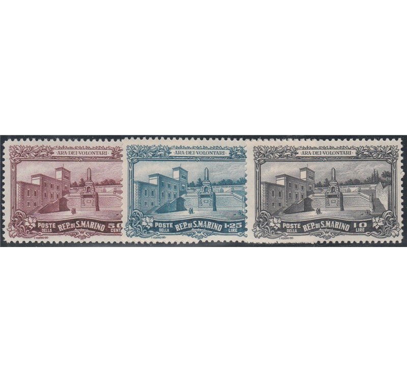 San Marino 1927 - Ara dei volontari, la serie. Cat. € 125 (**)
