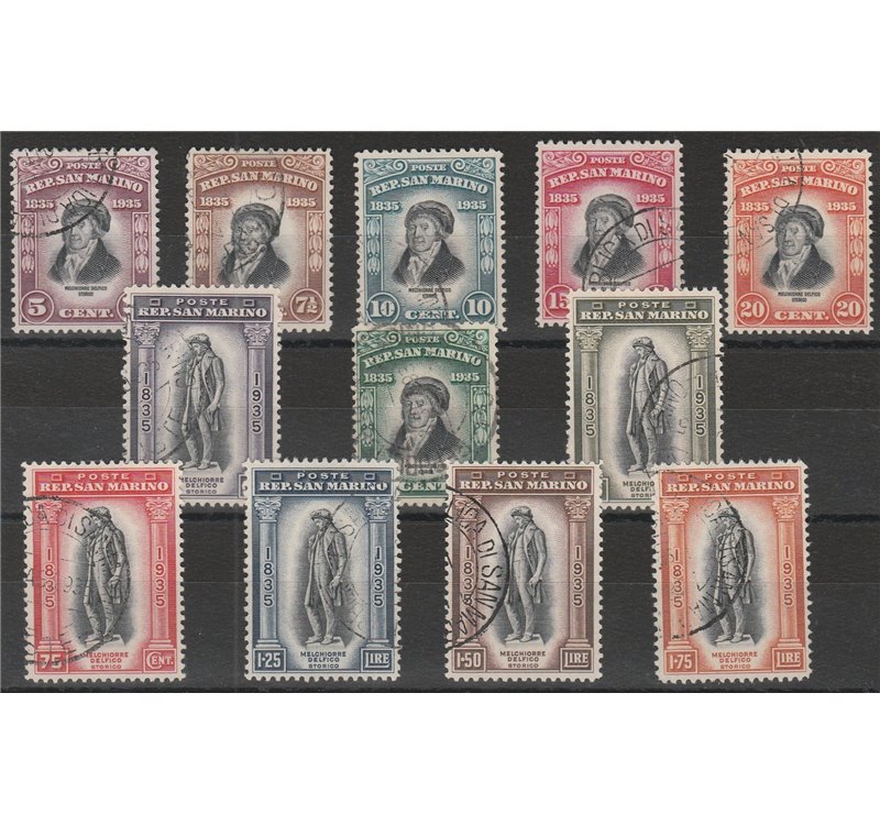San Marino 1935 - Delfico, la serie. Cert.: Italia Colleziona. Cat. € 300 (U)