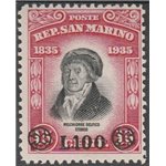 San Marino 1948 - Delfico L. 100 su 15 c. carminio e nero Cat. € 140 (**)