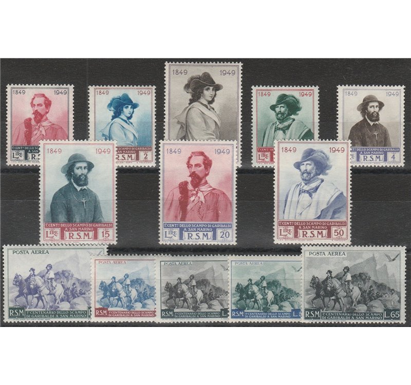 San Marino 1949 - Garibaldi, la serie. Cat. € 75 (**)