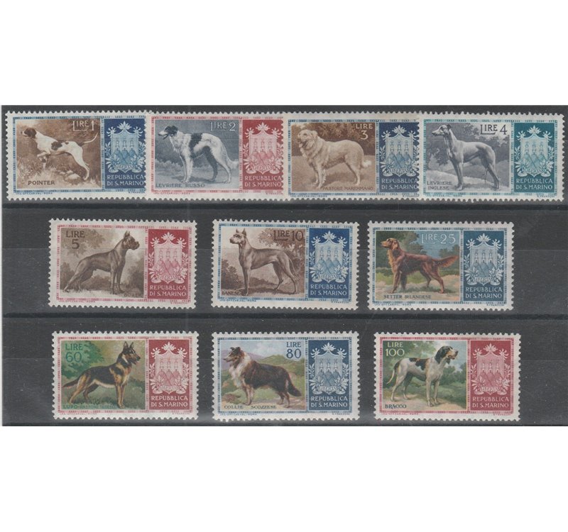 San Marino  1956 - Cani, la serie. Cat. € 62,50 (**)