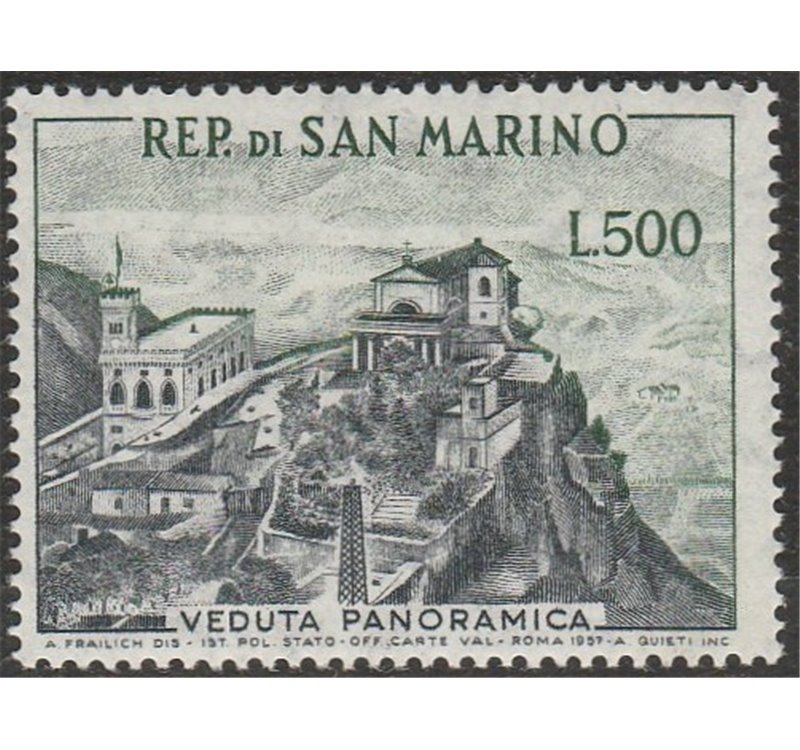San Marino  1958 - Panorama L. 500 verde Cat. € 130 (**)