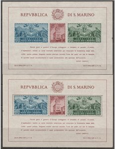 San Marino 1945 - Carducci, I due Foglietti, Dentellato e non Dentellato Cat. € 325 (**)