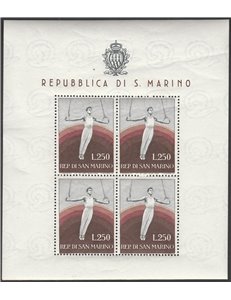 San Marino 1955 - Ginnasta, il foglietto. Cert.: Italia Colleziona. Cat. € 450 (**)