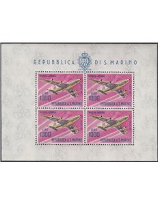 San Marino 1964 - Aereo L. 1000, il foglietto. con varietà Cat. € 500 (**)