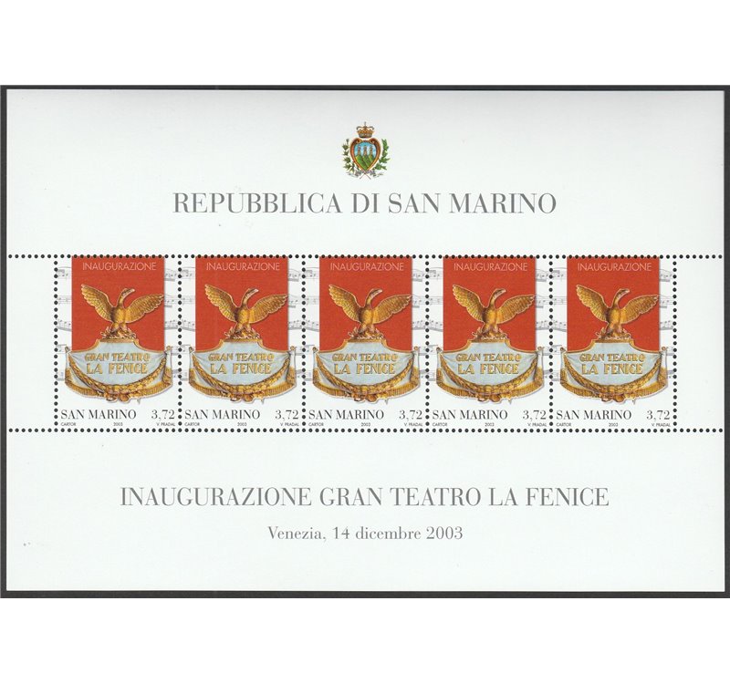 San Marino 2003 - La Fenice, il foglietto. Cat. € 320 (**)