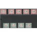 San Marino 1924 - Cifra in ovale, la serie. Cert.: Italia Colleziona. Cat. € 2500 (**)