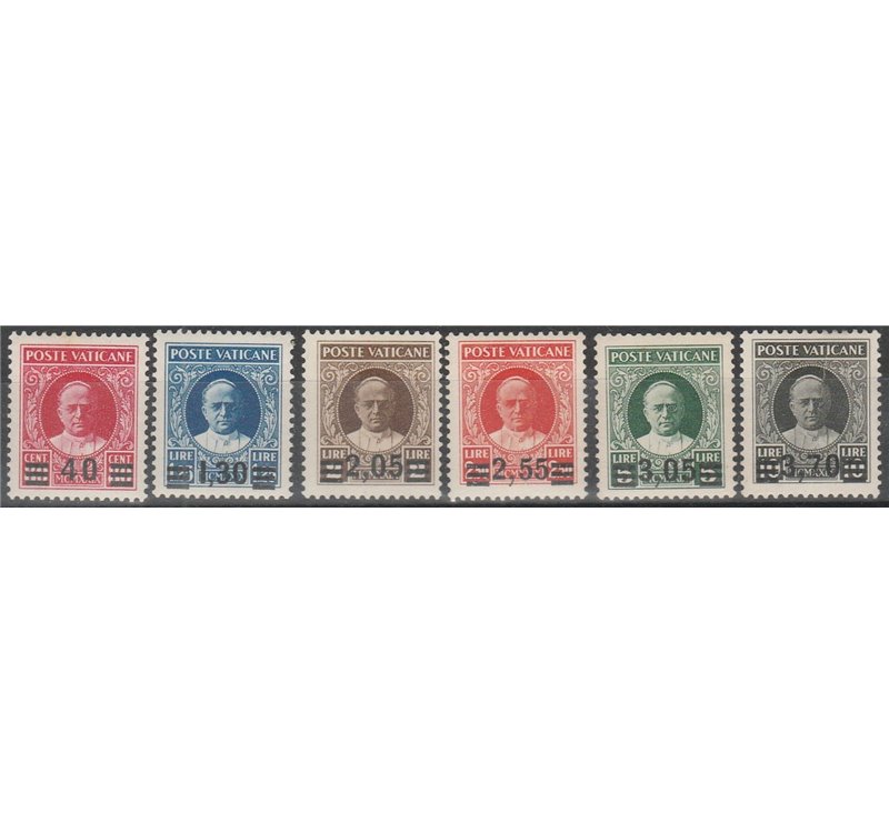 Vaticano 1934 - Provvisoria, la serie. Cert.: Italia Colleziona. Cat. € 4000 (**)