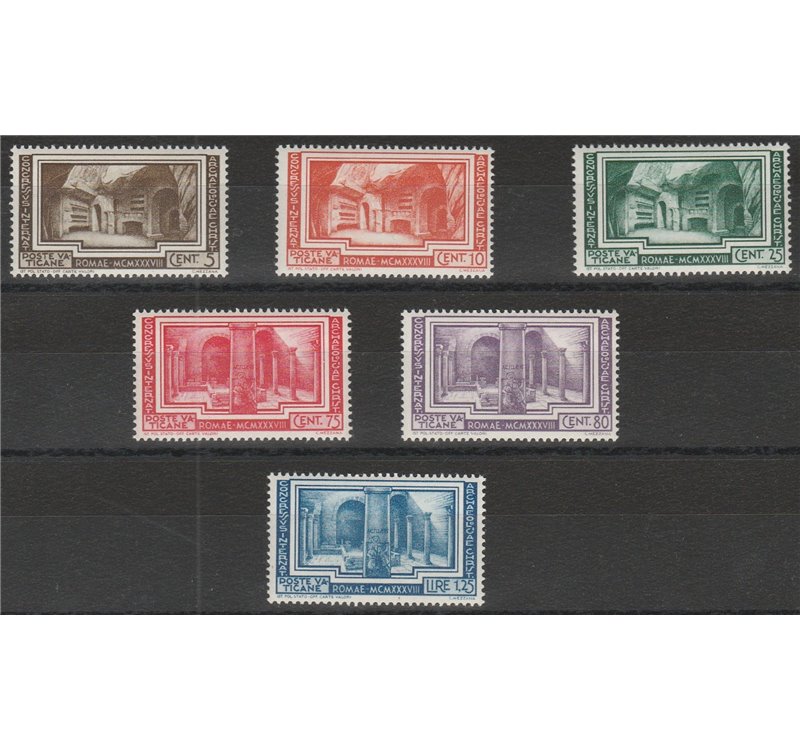 Vaticano 1938 - Archeologia, la serie. Cert.: Italia Colleziona. Cat. € 225 (**)