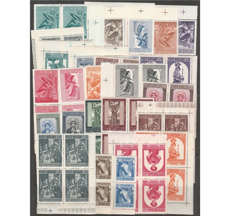 Vaticano 1956 - L'Annata completa anche di Posta Aerea, in quartine Cat. € 80 (**)