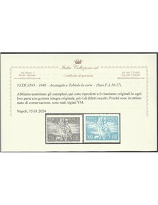 Vaticano Posta Aerea 1948 - Tobia, la serie. Cert.: Italia Colleziona. Cat. € 700 (**)