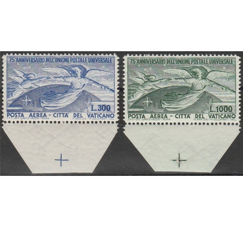 Vaticano Posta Aerea 1949 - U.P.U. la serie. Cert.: Italia Colleziona. Cat. € 220 (**)