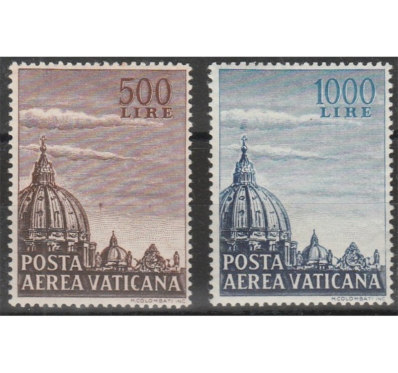Vaticano Posta Aerea 1953 - Cupoloni I, la serie. Cat. € 130 (**)