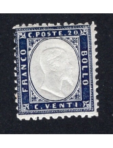 ITALIA REGNO 1862 Vitt. Emanuele 20 c. indaco n° 2. Cat. € 50 (**)