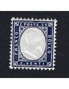ITALIA REGNO 1862 Vitt. Emanuele 20 c. indaco, n° 2. Cat. € 50 (**)