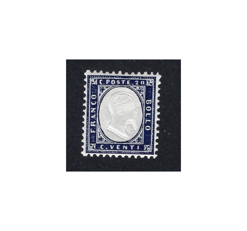 ITALIA REGNO 1862 Vitt. Emanuele 20 c. indaco, n° 2. Cat. € 50 (**)
