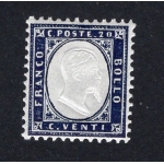 Vittorio Emanuele 20 c. indaco ottimamente centrato, n° 2. Cat. € 150 (**)