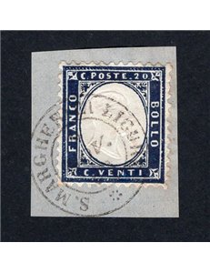 copy of 1862 - Vittorio Emanuele 20 c. indaco ottimamente centrato, n° 2. Cat. € 150 (**)