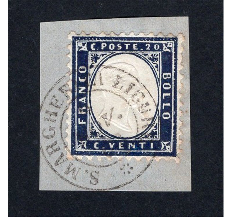 copy of 1862 - Vittorio Emanuele 20 c. indaco ottimamente centrato, n° 2. Cat. € 150 (**)
