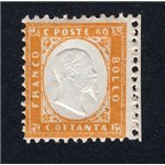ITALIA REGNO 1862 Vitt. Emanuele c. 80 giallo arancio, n° 4. Cat. € 125 (**)